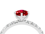 White gold Pear Cut Cut Diamond Pavé Band with Four-Prong Setting_4