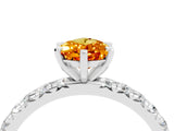 White gold Pear Cut Cut Diamond Pavé Band with Four-Prong Setting_4