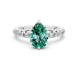White gold Pear Cut Cut Diamond Pavé Band with Four-Prong Setting