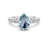 White gold Pear Cut Cut Diamond Pavé Band with Four-Prong Setting