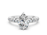 White gold Pear Cut Cut Diamond Pavé Band with Four-Prong Setting