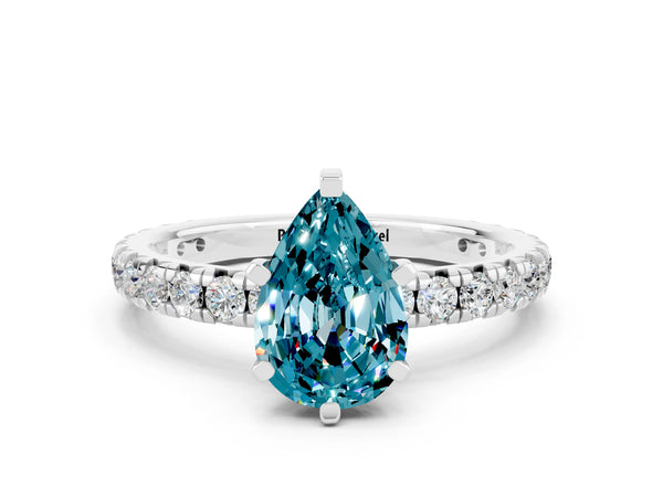 Platinum Pear Cut Cut Diamond Pavé Band with Four-Prong Setting
