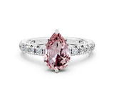 White gold Pear Cut Cut Diamond Pavé Band with Four-Prong Setting