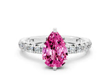 White gold Pear Cut Cut Diamond Pavé Band with Four-Prong Setting