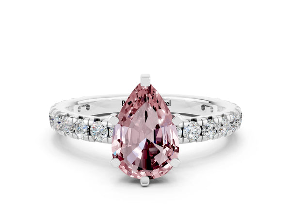 Platinum Pear Cut Cut Diamond Pavé Band with Four-Prong Setting