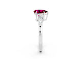 White gold Pear Cut Cut Diamond Ring with Tapered Baguette Side Stones in Four-Prong Setting_2