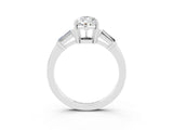 White gold Pear Cut Cut Diamond Ring with Tapered Baguette Side Stones in Four-Prong Setting_3