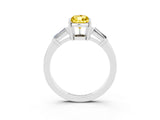 White gold Pear Cut Cut Diamond Ring with Tapered Baguette Side Stones in Four-Prong Setting_3