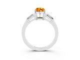 White gold Pear Cut Cut Diamond Ring with Tapered Baguette Side Stones in Four-Prong Setting_3