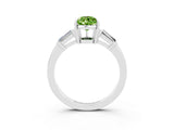 White gold Pear Cut Cut Diamond Ring with Tapered Baguette Side Stones in Four-Prong Setting_3