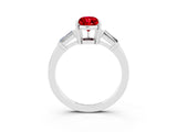 White gold Pear Cut Cut Diamond Ring with Tapered Baguette Side Stones in Four-Prong Setting_3