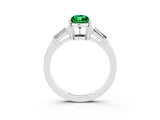 White gold Pear Cut Cut Diamond Ring with Tapered Baguette Side Stones in Four-Prong Setting_3
