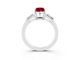 White gold Pear Cut Cut Diamond Ring with Tapered Baguette Side Stones in Four-Prong Setting_3