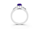 White gold Pear Cut Cut Diamond Ring with Tapered Baguette Side Stones in Four-Prong Setting_3