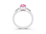 White gold Pear Cut Cut Diamond Ring with Tapered Baguette Side Stones in Four-Prong Setting_3