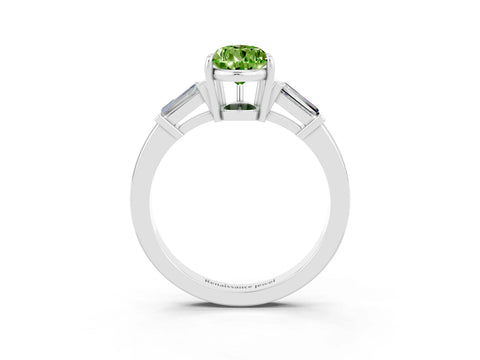 White gold Pear Cut Cut Diamond Ring with Tapered Baguette Side Stones in Four-Prong Setting_3