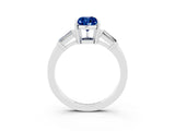 White gold Pear Cut Cut Diamond Ring with Tapered Baguette Side Stones in Four-Prong Setting_3