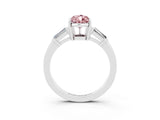 White gold Pear Cut Cut Diamond Ring with Tapered Baguette Side Stones in Four-Prong Setting_3