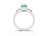 White gold Pear Cut Cut Diamond Ring with Tapered Baguette Side Stones in Four-Prong Setting_3