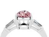 White gold Pear Cut Cut Diamond Ring with Tapered Baguette Side Stones in Four-Prong Setting_4