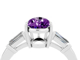 White gold Pear Cut Cut Diamond Ring with Tapered Baguette Side Stones in Four-Prong Setting_4