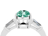 White gold Pear Cut Cut Diamond Ring with Tapered Baguette Side Stones in Four-Prong Setting_4