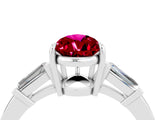 White gold Pear Cut Cut Diamond Ring with Tapered Baguette Side Stones in Four-Prong Setting_4