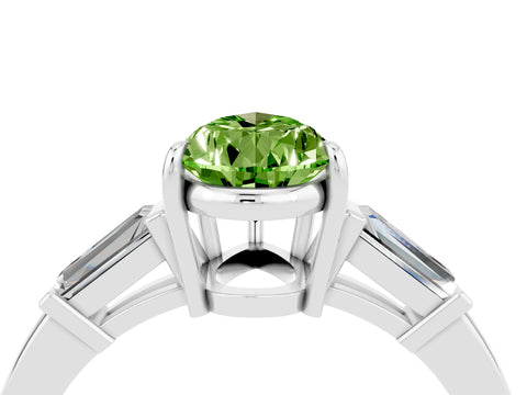 White gold Pear Cut Cut Diamond Ring with Tapered Baguette Side Stones in Four-Prong Setting_4