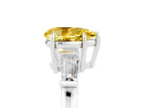 White gold Pear Cut Cut Diamond Ring with Tapered Baguette Side Stones in Four-Prong Setting_5