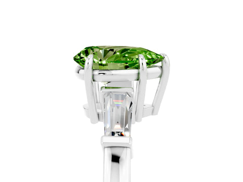 White gold Pear Cut Cut Diamond Ring with Tapered Baguette Side Stones in Four-Prong Setting_5