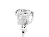 White gold Pear Cut Cut Diamond Ring with Tapered Baguette Side Stones in Four-Prong Setting_5