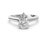 White gold Pear Cut Cut Diamond Solitaire Engagement Ring with Tapered Plain Band and Four-Prong Setting_315