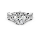 White gold Pear Cut Cut Diamond Twisted Band with Milgrain Pave Setting and Four-Prong Setting_18