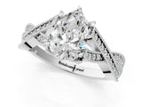 White gold Pear Cut Cut Diamond Twisted Band with Milgrain Pave Setting and Four-Prong Setting_19