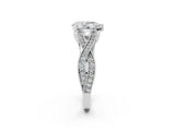 White gold Pear Cut Cut Diamond Twisted Band with Milgrain Pave Setting and Four-Prong Setting_20