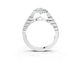 White gold Pear Cut Cut Halo Pavé Solitaire Ring with Milgrain Band_10