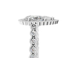 White gold Pear Cut Cut Halo Pavé Solitaire Ring with Milgrain Band_12