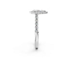 White gold Pear Cut Cut Halo Pavé Solitaire Ring with Milgrain Band_9