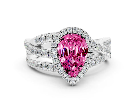 White gold Pear Cut Cut Halo Split Shank Prong Setting Ring_12