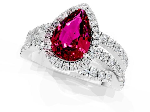 White gold Pear Cut Cut Halo Split Shank Prong Setting Ring_13