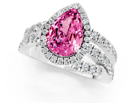White gold Pear Cut Cut Halo Split Shank Prong Setting Ring_13