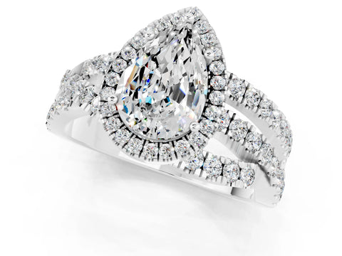 White gold Pear Cut Cut Halo Split Shank Prong Setting Ring_13