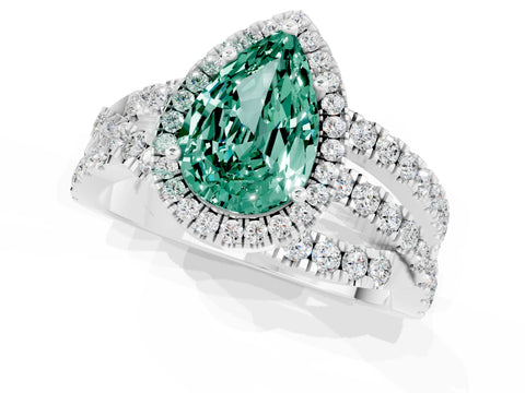 White gold Pear Cut Cut Halo Split Shank Prong Setting Ring_13