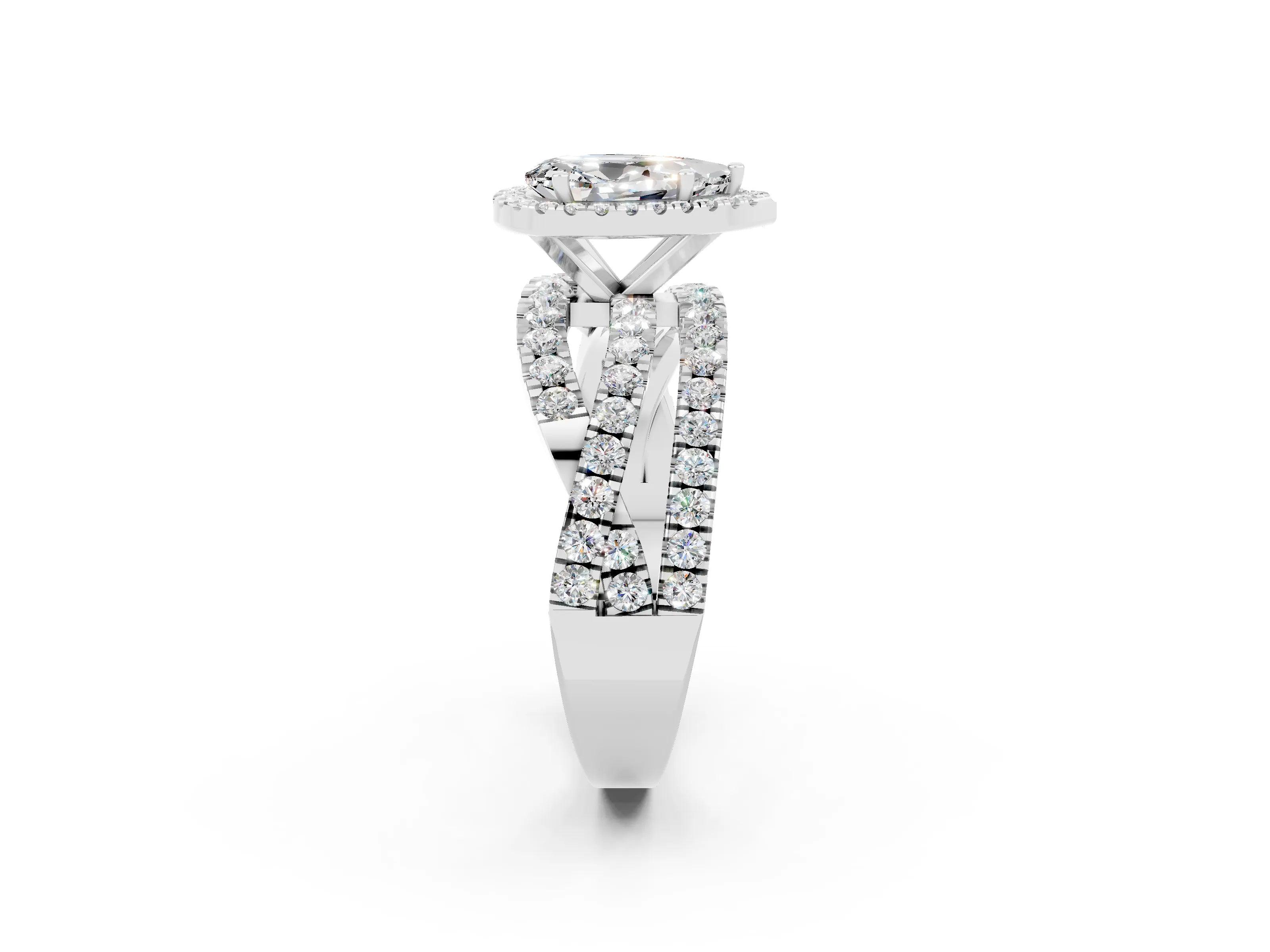 White gold Pear Cut Cut Halo Split Shank Prong Setting Ring_14