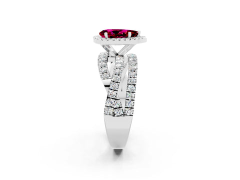 White gold Pear Cut Cut Halo Split Shank Prong Setting Ring_14
