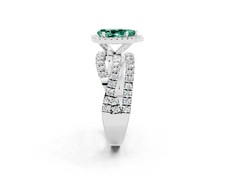 White gold Pear Cut Cut Halo Split Shank Prong Setting Ring_14