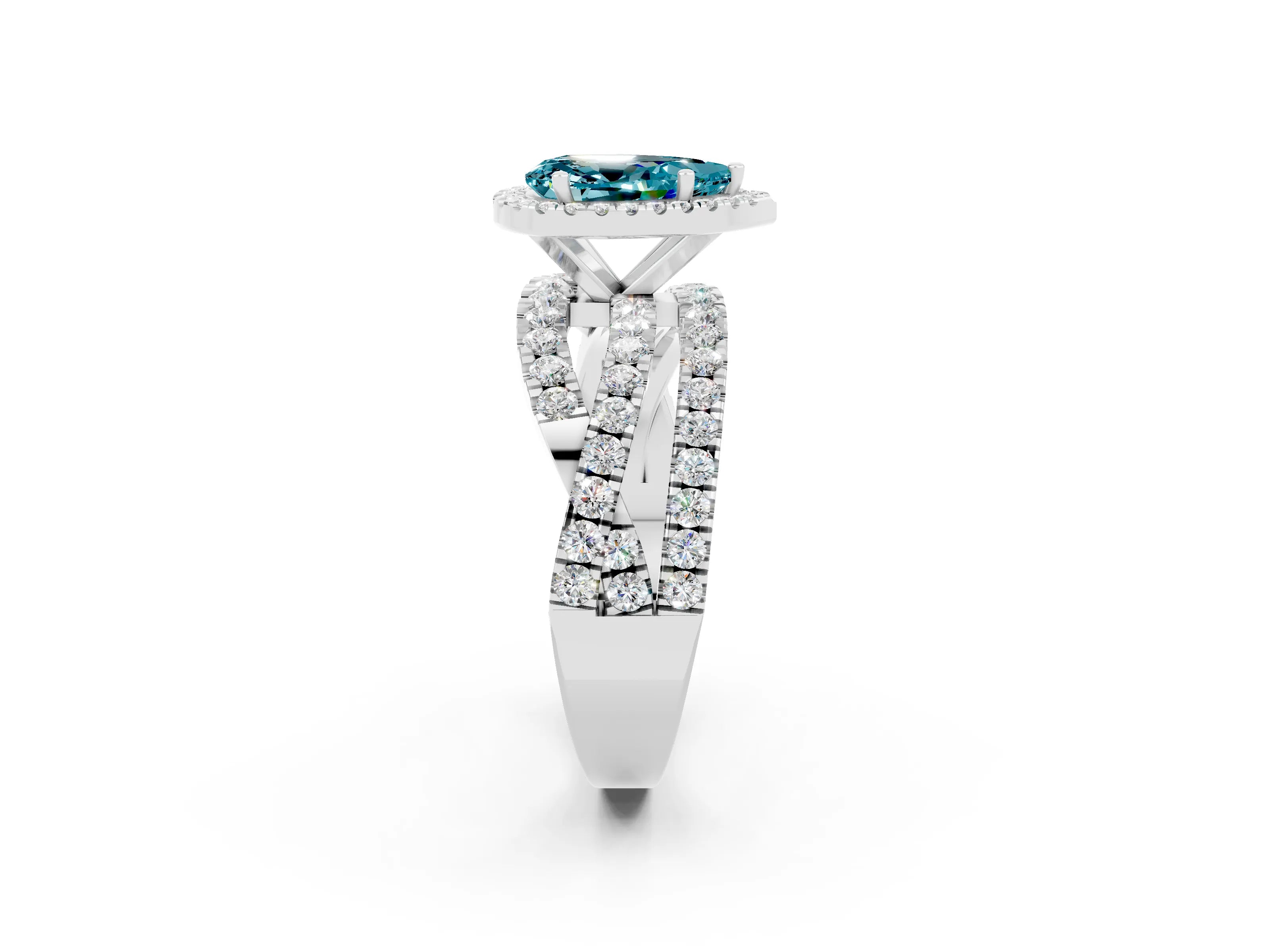 White gold Pear Cut Cut Halo Split Shank Prong Setting Ring_14