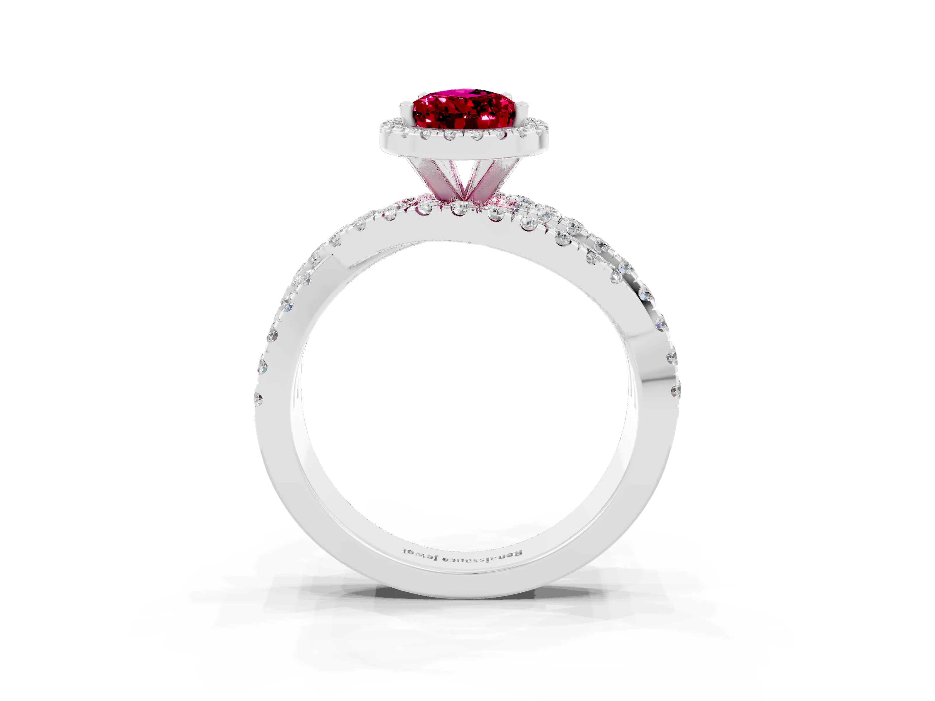 White gold Pear Cut Cut Halo Split Shank Prong Setting Ring_15