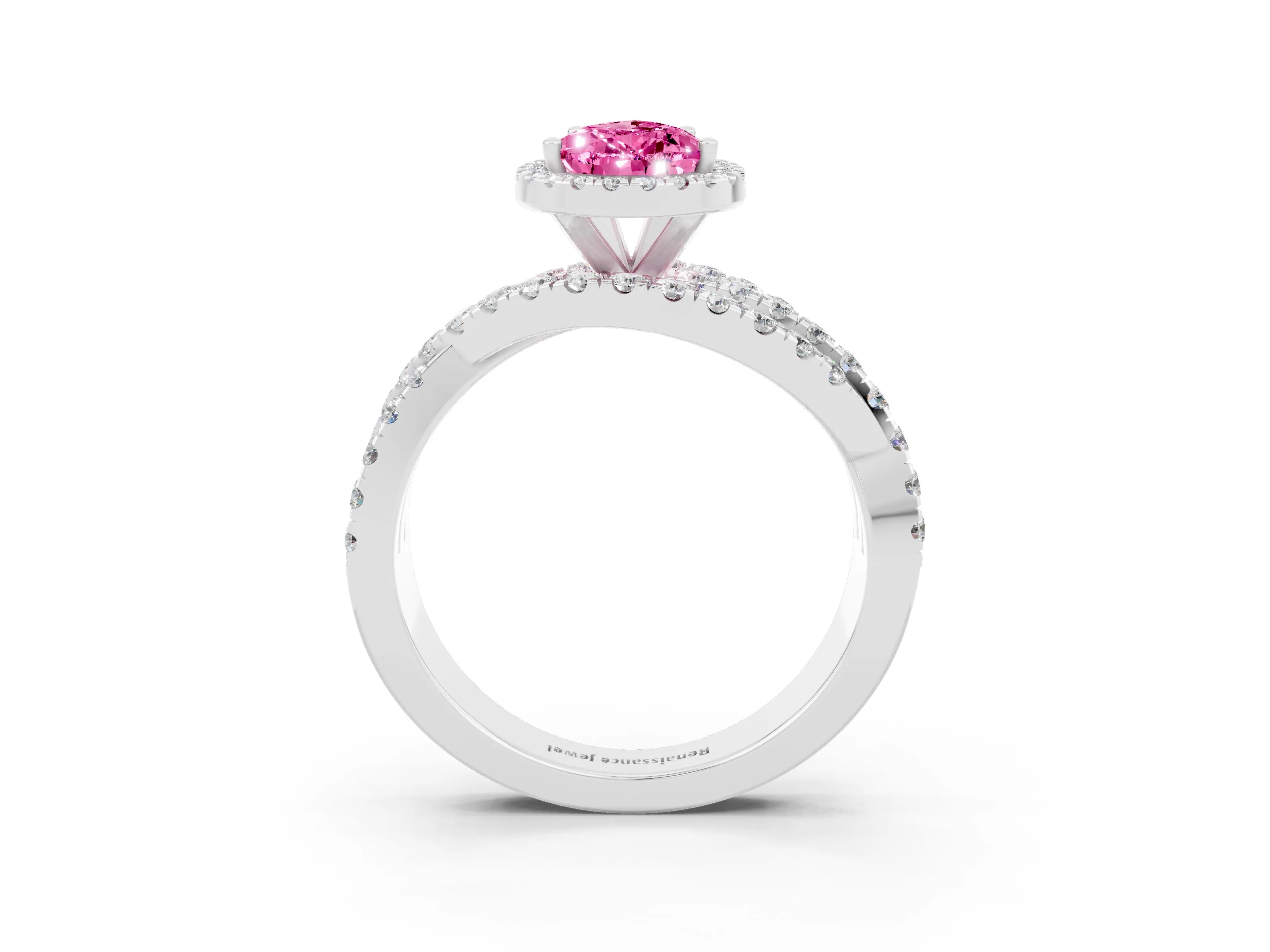 White gold Pear Cut Cut Halo Split Shank Prong Setting Ring_15