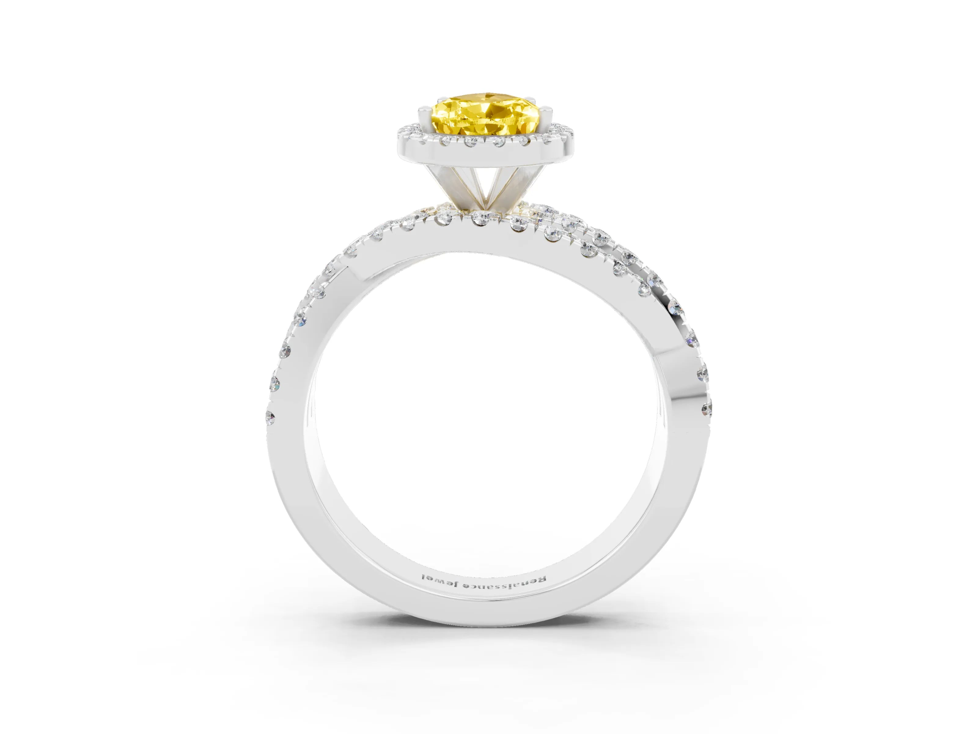 White gold Pear Cut Cut Halo Split Shank Prong Setting Ring_15